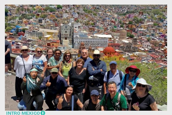 Group above the colorful rooftops of Guanajuato